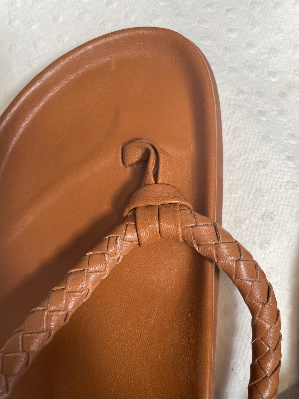 ZARA Braided Thong Sandals in Cognac Brown leather NWOT EU40 - Picture 3 of 6